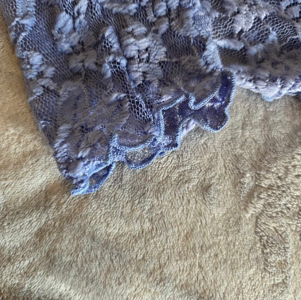 Blue - Lace Originality Button Down Blouse - Large - Picture 4 of 6